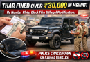 Thar Vehicle Fined Over ₹30,000 in Mewat for No Number Plate, Black Film, and Illegal Modifications